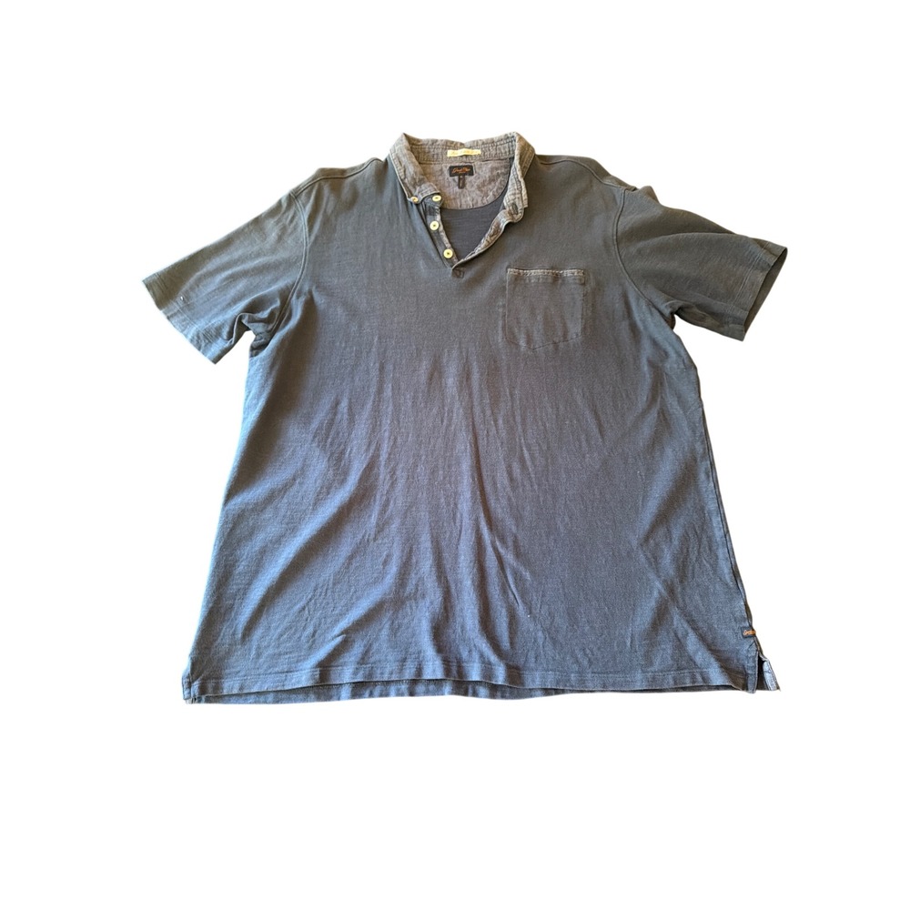 Good Man Brand Polo Shirt Navy Blue Cotton Short Sleeve Chest Pocket XL